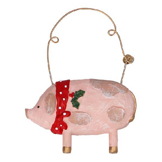 Resin Xmas Rural Animal, Pig 7cm *ETA Nov